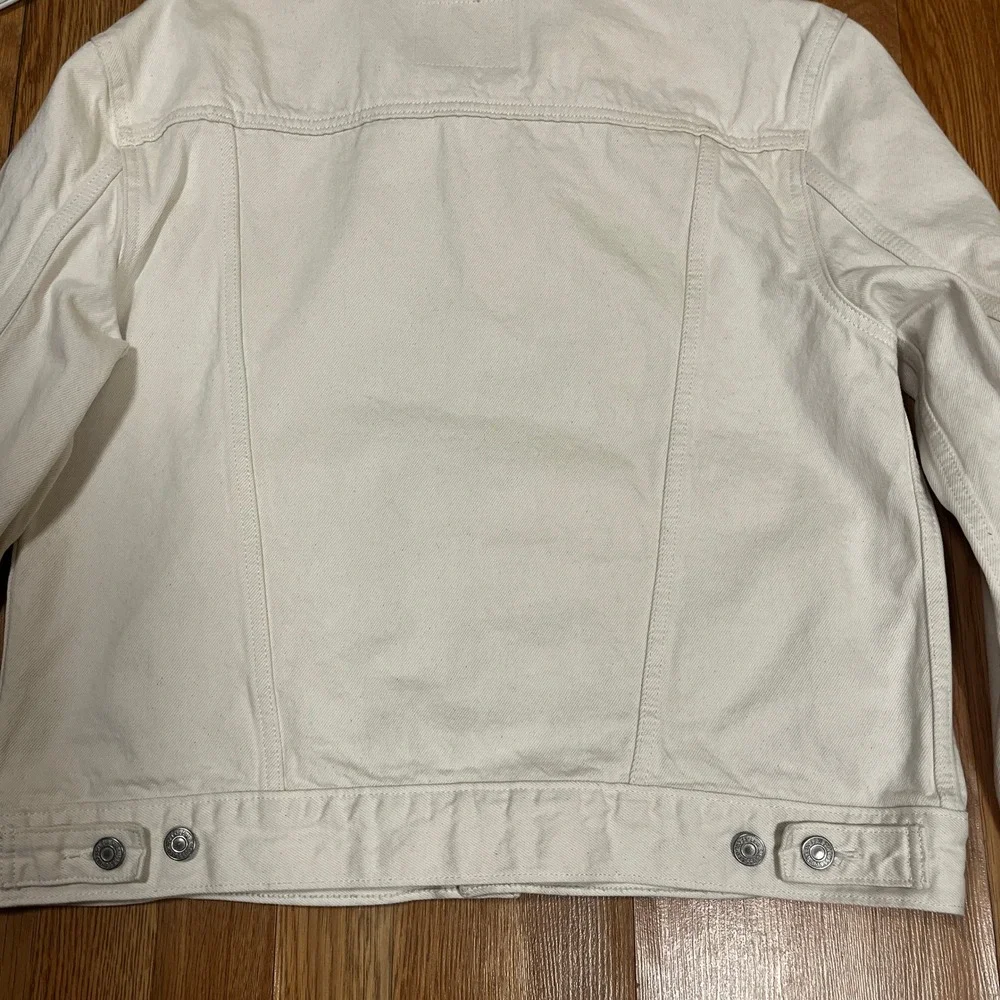 Levis Mens Cream Denim Trucker Jacket L Button Streetwear Utility Classic - Picture 7 of 9